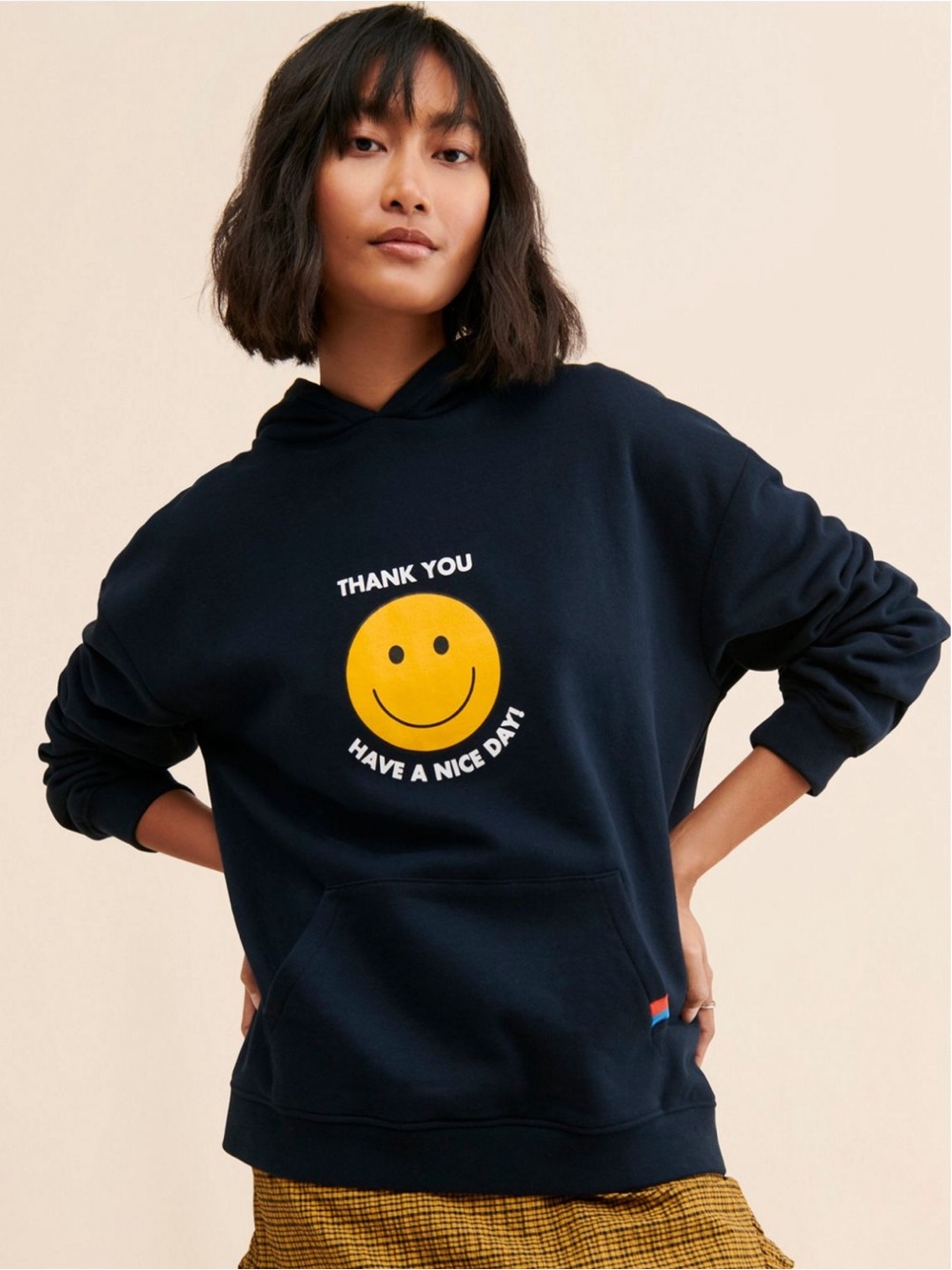 KULE Takeout Graphic Navy Blue Hooded Sweatshirt Size XS